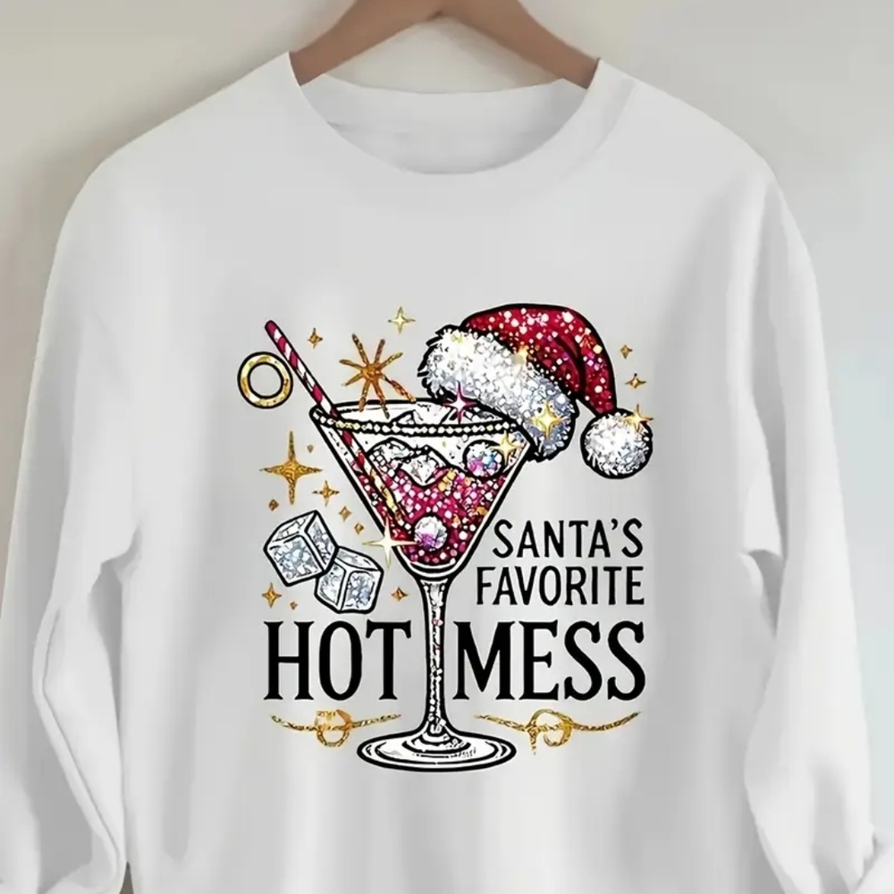 White Santa's Favorite Hot Mess Sweatshirt